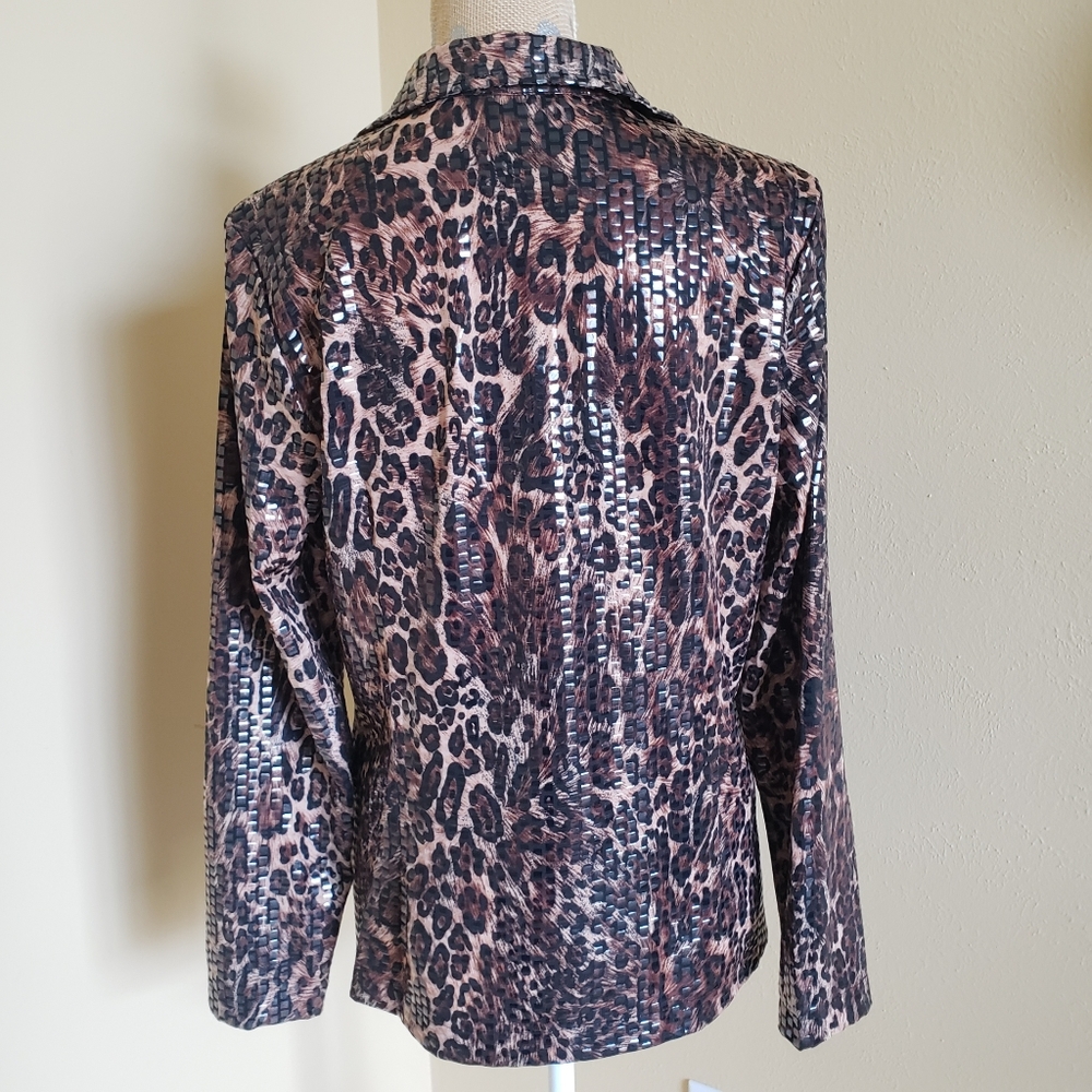 Laura Ashley leopard zip jacket medium - image 6
